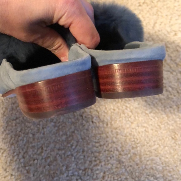 AD and Daughters Rabbit Fur Blue Suede Mule shoe slip on size 6 - Picture 5 of 7